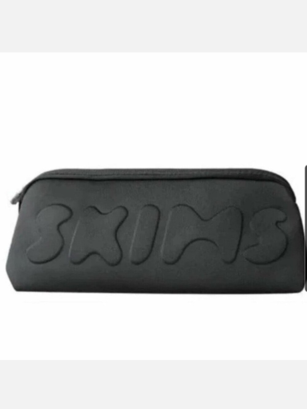 SKIMS Black Embossed Neoprene Zip Cosmetic Pouch